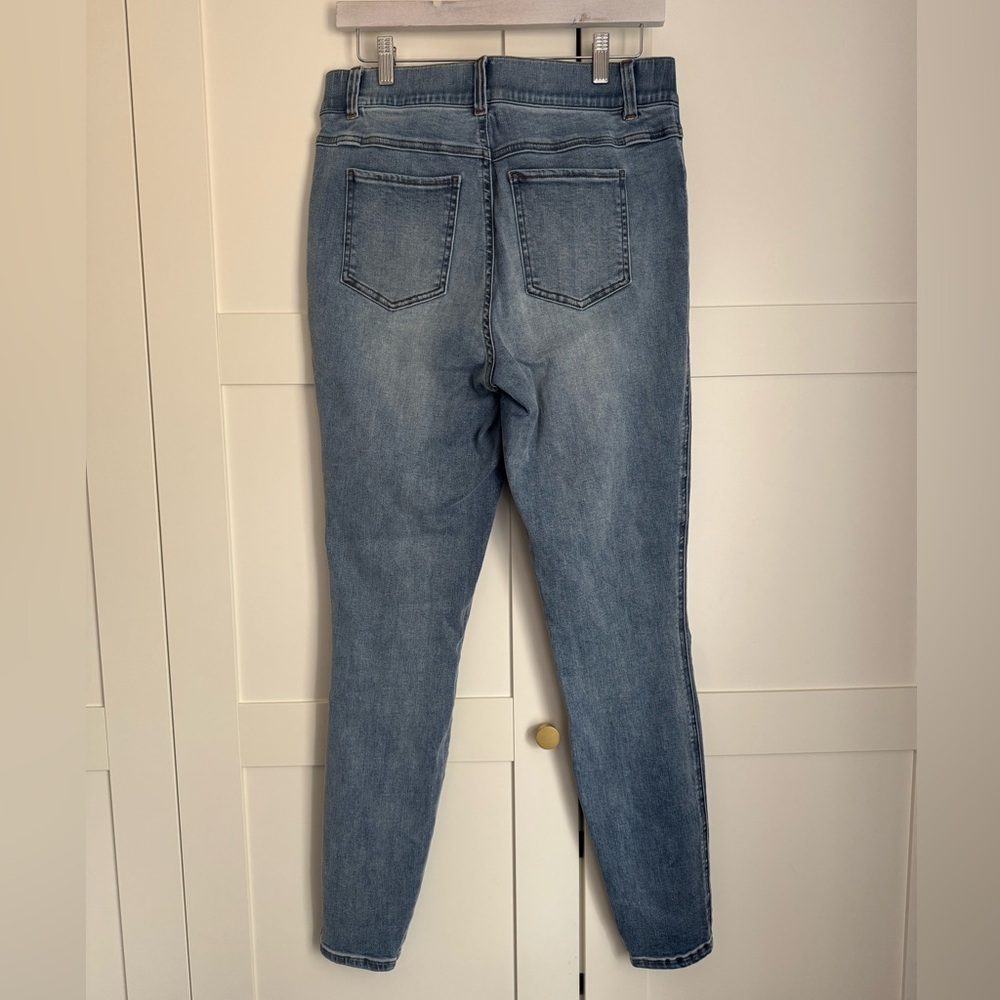 SPANX Skinny Jean Legging Light Vintage Wash High-Rise Elastic Waist Large TALL - Picture 4 of 8